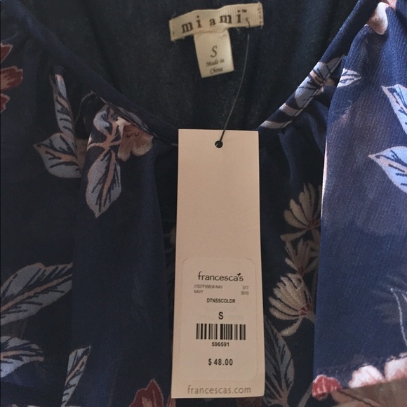 NWT Francesca’s Bright Navy Blue Floral Maxi Dress - Picture 4 of 5
